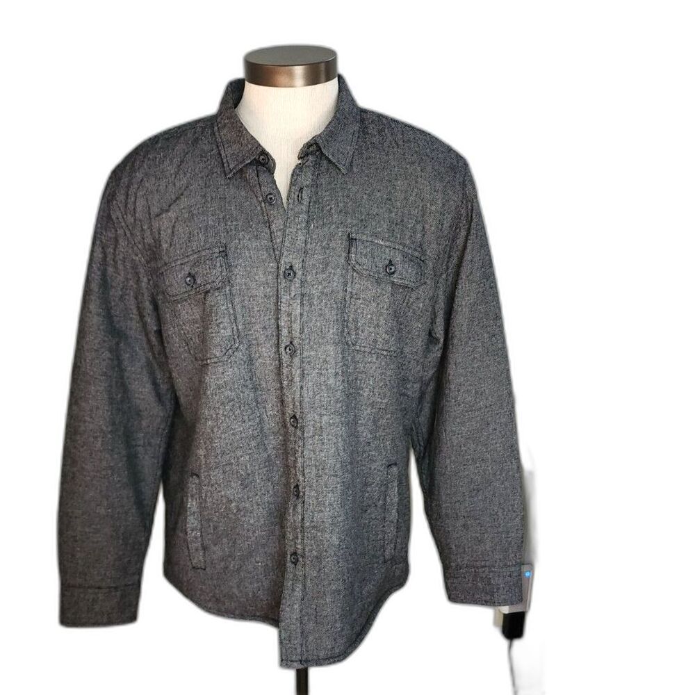 American Rag Cie Men's Grey Fleece Lined Flannel Button Up Shirt Size XXL